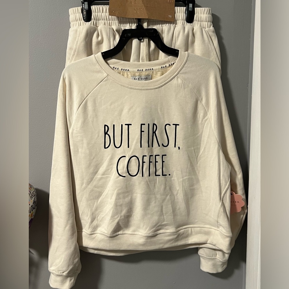 Women’s “ BUT FIRST, COFFEE “ Sweatshirt and drawstring short set